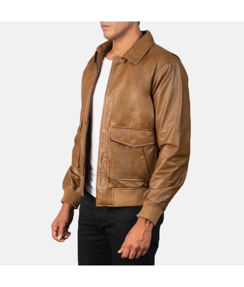 Bombi Vintage Brown Cropped Leather Bomber Jacket – In My Element