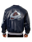 Colorado Avalanche Bomber Navy Blue Leather Jacket