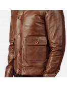 Columbus Brown Leather Bomber Jacket