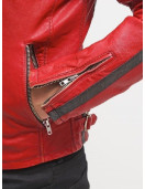 Columbus Red Leather Motorcycle Jacket