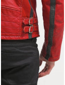 Columbus Red Leather Motorcycle Jacket