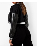 Cropped Beyond The Range Black Varsity Jacket