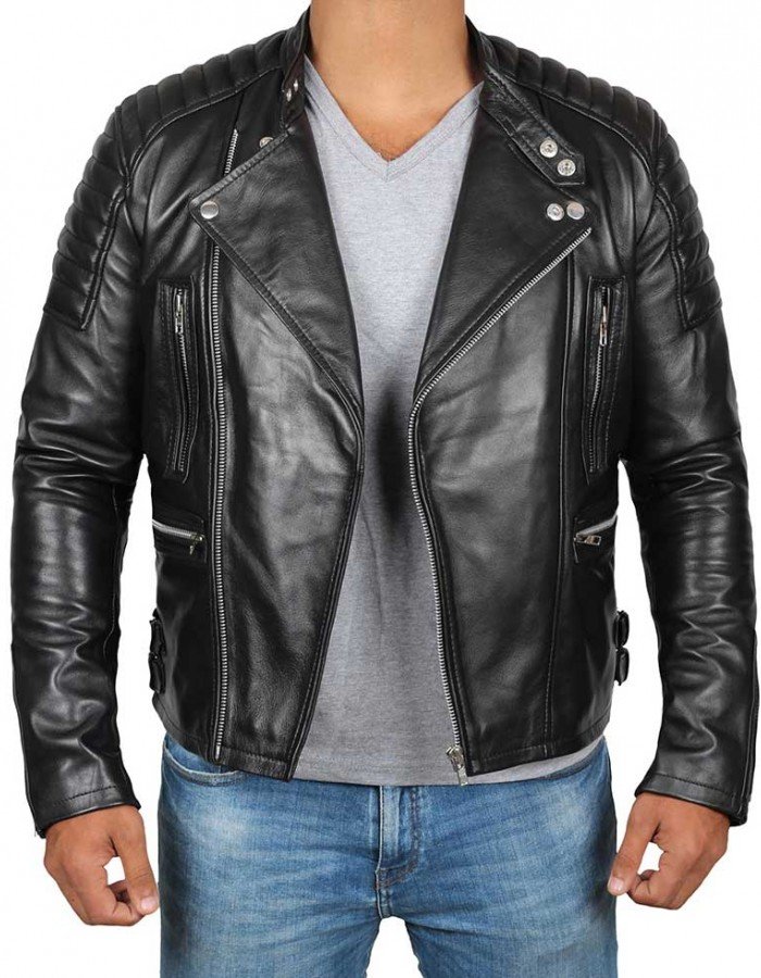 Darin Mens Black Quilted Motorcycle Asymmetrical Leather Jacket Darin Mens Black Quilted Motorcycle Asymmetrical Leather Jacket