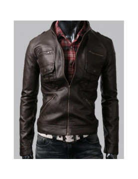Dark Brown Zip Pocket Jacket