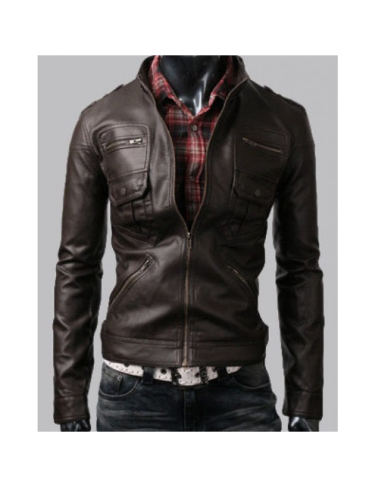 Dark Brown Zip Pocket Jacket