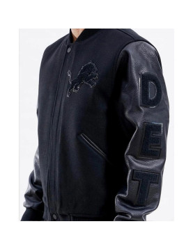 Detroit Lions Letterman Varsity Black Jacket