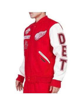 Detroit Red Wings Animal Patches Red Varsity Jacket