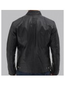 Dodge Black Mens Leather Racer Jacket