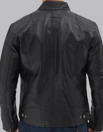 Dodge Black Mens Leather Racer Jacket Dodge Black Mens Leather Racer Jacket