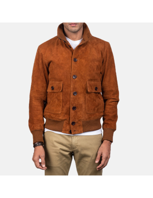 Eaton Brown Suede Bomber Jacket