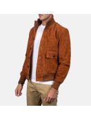 Eaton Brown Suede Bomber Jacket