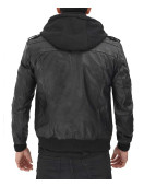 Edinburgh Black Hooded Leather Jacket