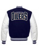Edmonton Oilers Blue and White Letterman Jacket