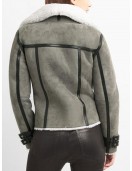 Elena Grey Suede Leather Shearling Jacket