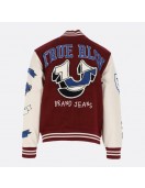 Elevate Your Style: True Religion Maroon Varsity Jacket Unveiled