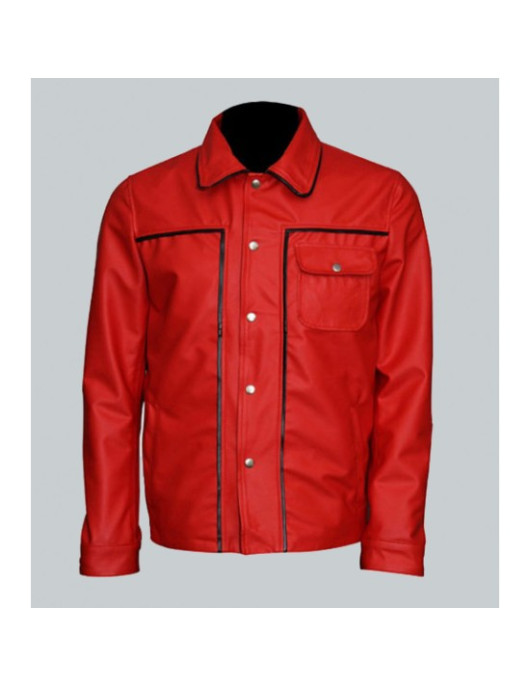 Elvis Presley Inspired Mens Red Leather Jacket