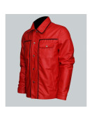 Elvis Presley Inspired Mens Red Leather Jacket