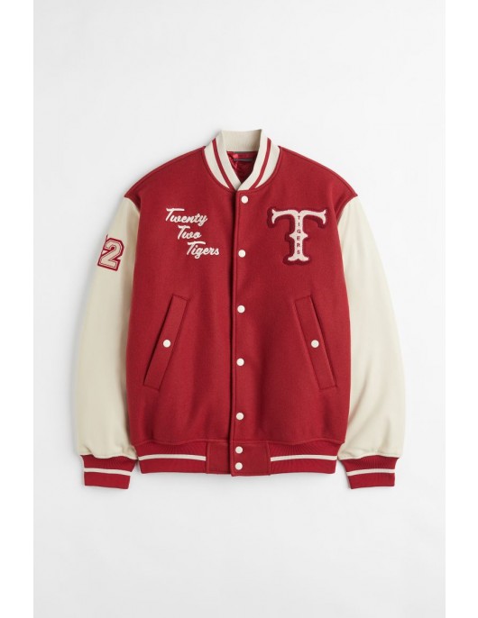 Embroidered Baseball Red Tigers Varsity And Letterman Jacket