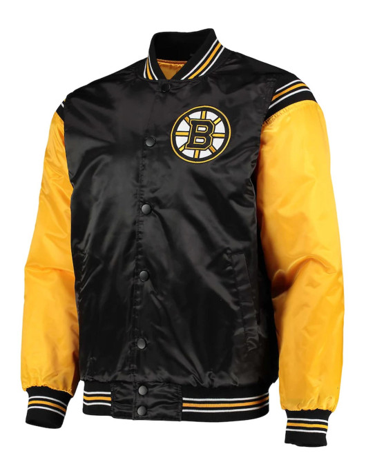 Enforcer Boston Bruins Yellow and Black Satin Jacket