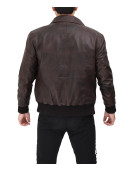 Ernest Mens Dark Brown Bomber Leather Jacket