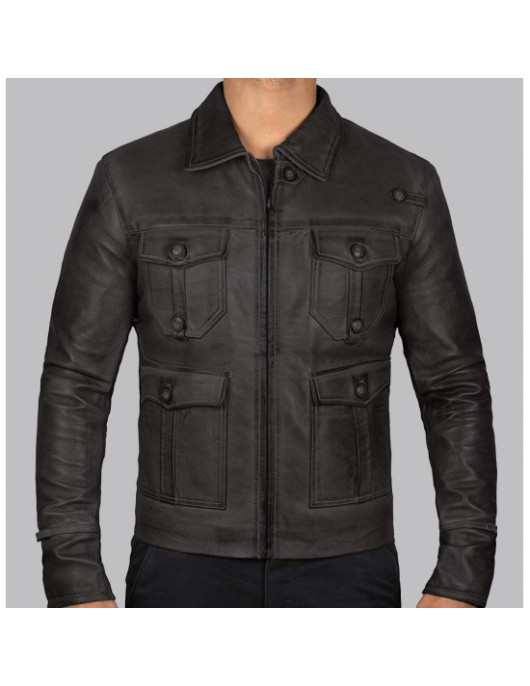 Expendable Distressed Mens Vintage Black Leather Jacket