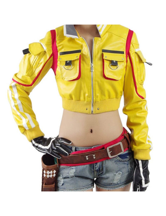 Final Fantasy 15 Cindy Yellow Leather Jacket with Hammer Head Patch