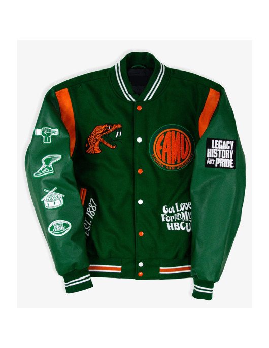 Florida A&M University Motto Green Varsity Jacket