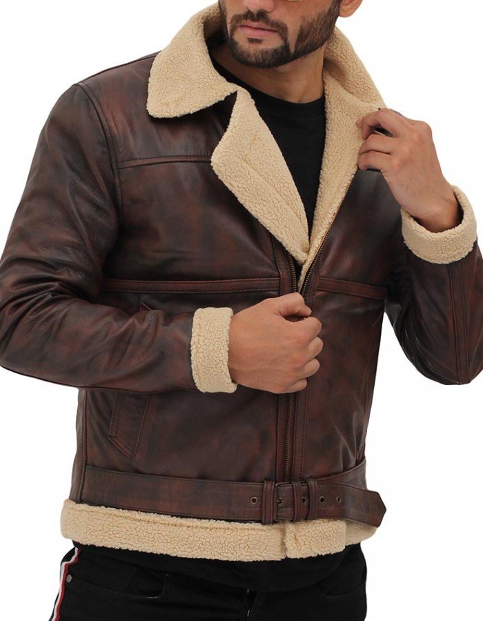 Foligno Brown Distressed Shearling Bomber Leather Jacket Foligno Brown Distressed Shearling Bomber Leather Jacket
