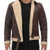 Foligno Brown Distressed Shearling Bomber Leather Jacket Foligno Brown Distressed Shearling Bomber Leather Jacket