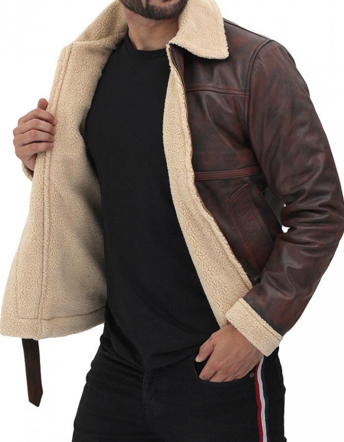 Foligno Brown Distressed Shearling Bomber Leather Jacket Foligno Brown Distressed Shearling Bomber Leather Jacket
