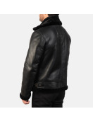 Francis Black Leather Bomber Jacket