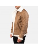 Francis Distressed Brown Leather Bomber Jacket