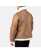 Francis Distressed Brown Leather Bomber Jacket