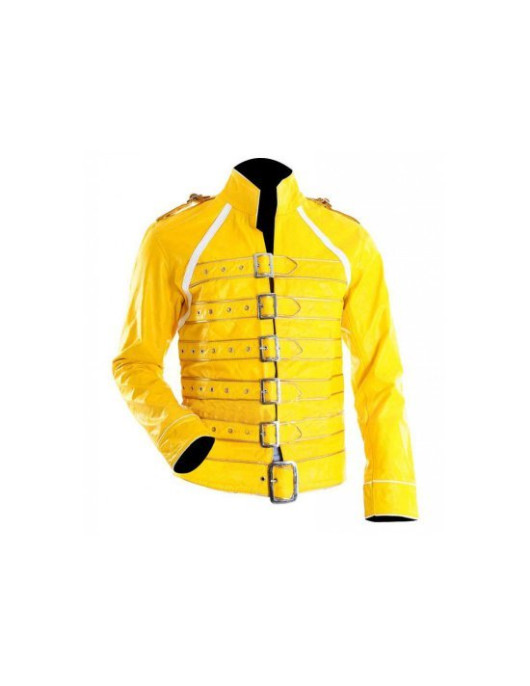 Freddie Mercury Concert Yellow Military Motorcycle Jacket