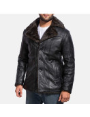 Furcliff Black Leather Coat