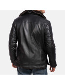 Furcliff Black Leather Coat