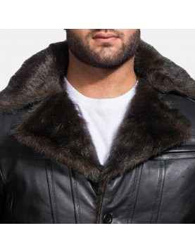 Furcliff Black Leather Coat