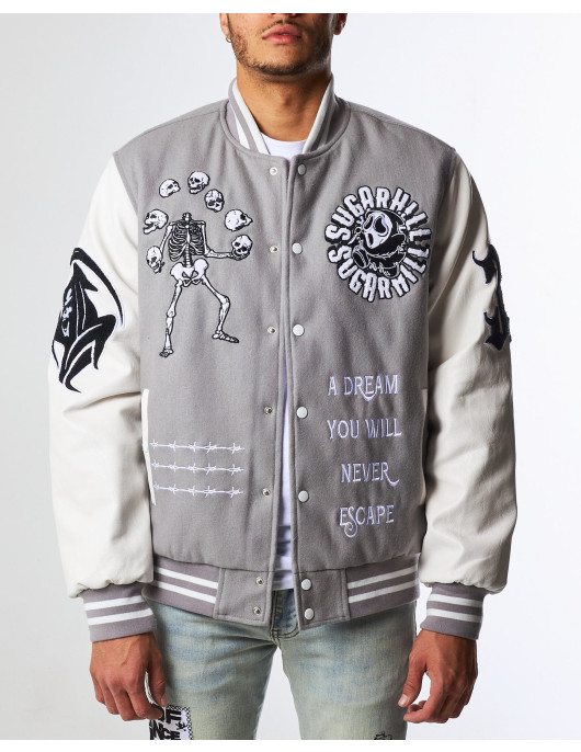 GREAT ESCAPE GREY LATTERMAN VARSITY JACKET