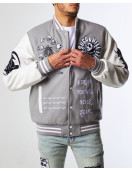 GREAT ESCAPE GREY LATTERMAN VARSITY JACKET