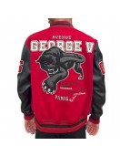 George V Panther Red Wool Varsity Jacket