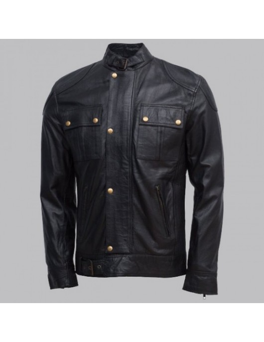 Gerard Butler Black Leather Jacket