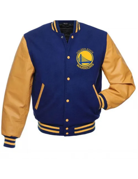 Golden State Warriors Blue and Yellow Letterman Jacket