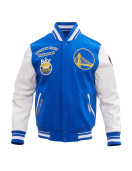 Golden State Warriors Retro Classic Off White Wool Varsity Jacket