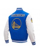 Golden State Warriors Retro Classic Off White Wool Varsity Jacket