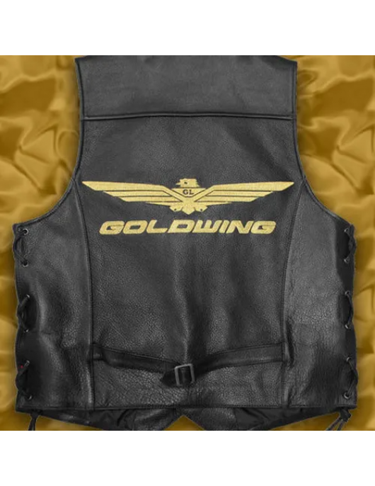 Goldwing Biker Black Leather Vest