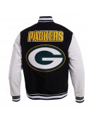 Green Bay Packers Black & White Wool Varsity Jacket