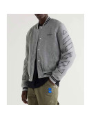 Grey Off White Varsity Wool Jacket