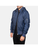 Hanklin Blue Hooded Bomber Jacket