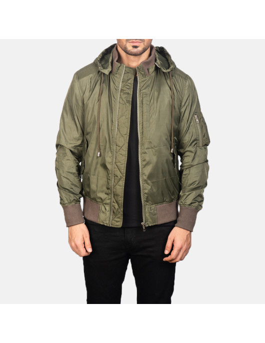 Hanklin Green Hooded Bomber Jacket