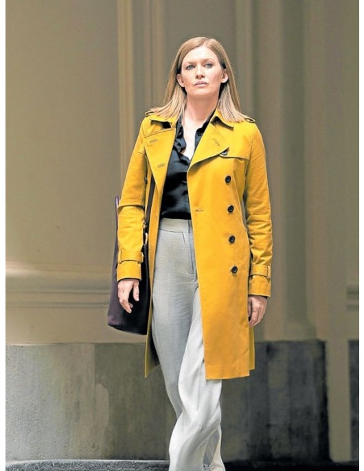 Hanna Mireille Enos Double Breasted Yellow Coat